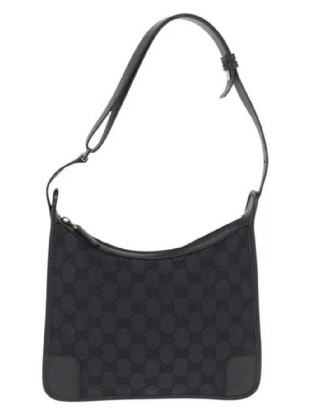 GUCCI GG Canvas Shoulder Bag Black Silver 001 - Picture 2 of 16